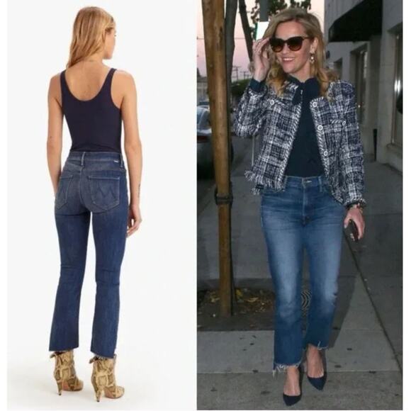 Mother Insider Crop Step Fray Jeans US 25 Not Rough Enough Blue Denim Raw Hem - Picture 5 of 14